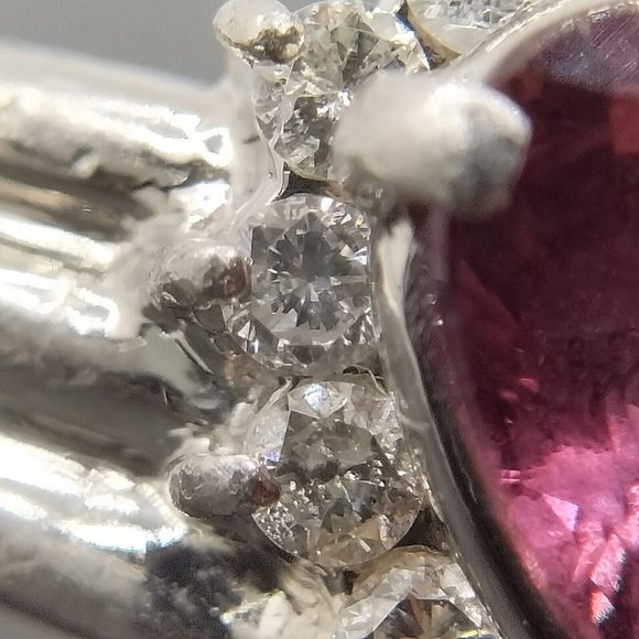 RUBY & DIAMOND PLATINUM White Gold Ring Real Genuine AUTHENTIC Sz 6.75 Vintage - Picture 8 of 10